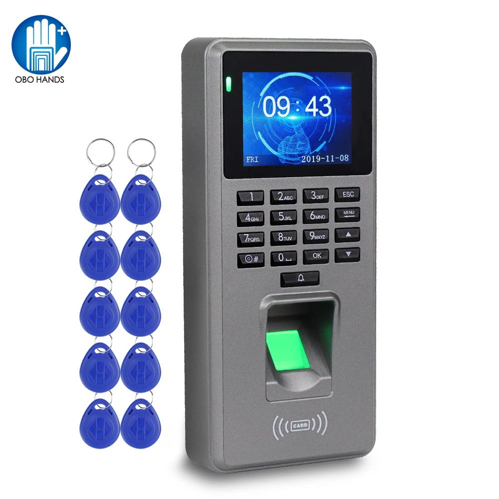  RFID Fingerprint Access Control Keypad USB Biometric System Electronic Time Clock Recorder Attendan