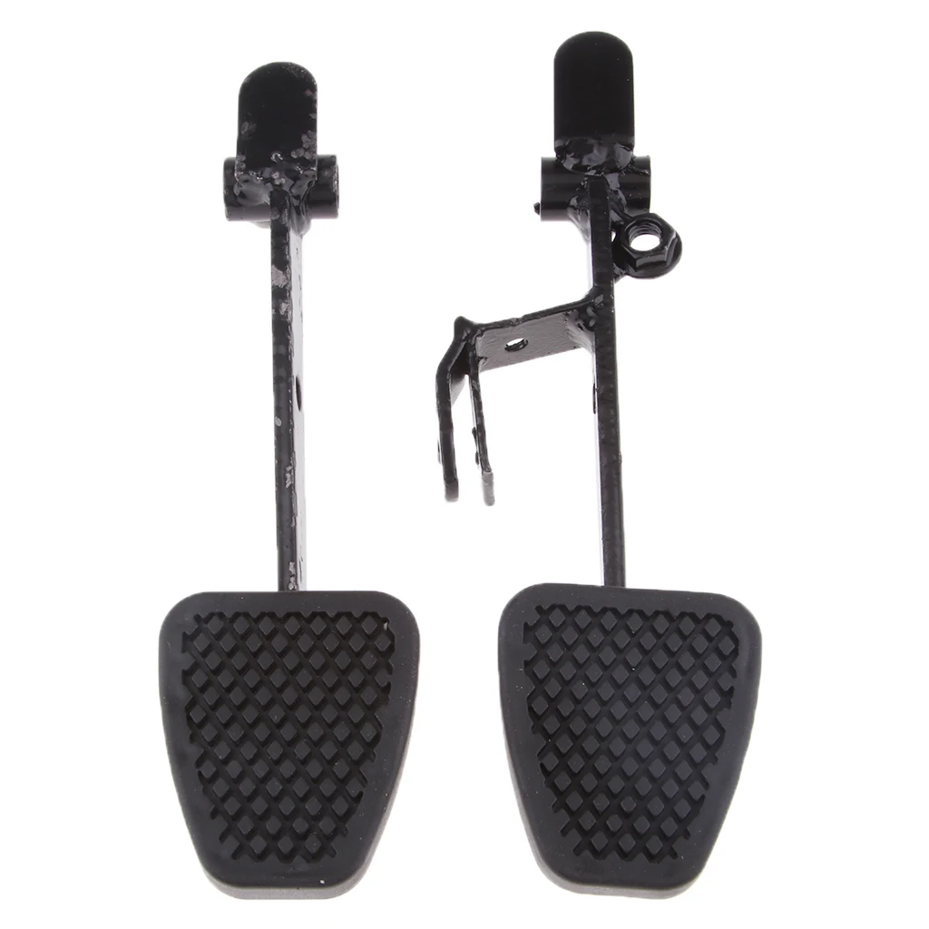 2 Pieces Black Metal Iron Go Kart Brake & Throttle Pedal Set Replacement