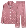 Automne Pijama femmes Pyjama ensembles vêtements de nuit Plaid Homewear costume avec poche à manches longues Pyjama bouton haut + pantalon Pyjama à pois ► Photo 3/6
