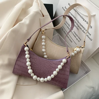 

Female Leather Solid Color Chain Handbag Retro Casual Women Totes Shoulder Bags Fashion Exquisite Shopping Bag