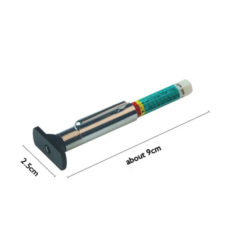 Bolígrafo de medición de neumáticos de coche, herramienta de medida de profundidad del dibujo del neumático Universal, con código de Color, cilíndrico, 25mm