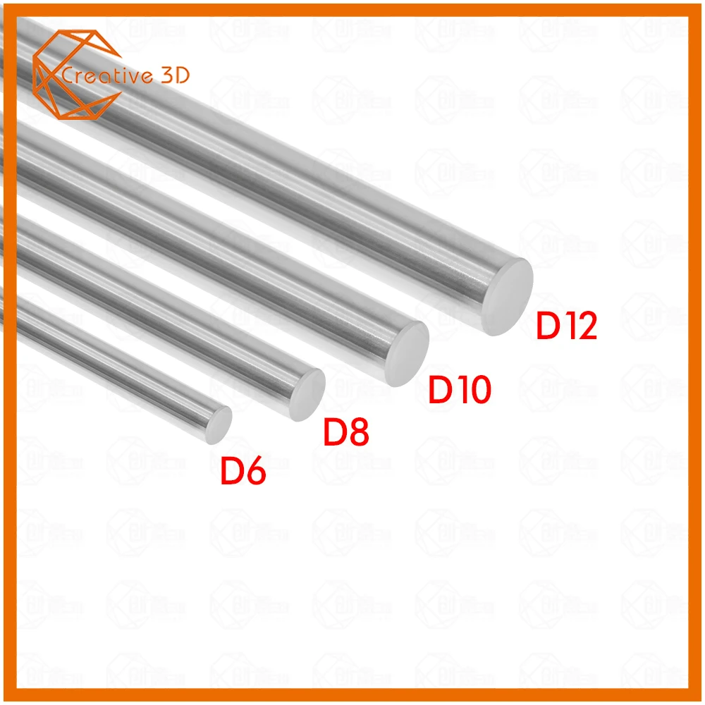 2 шт., 6 мм, 8 мм, 10 мм, 12 мм, 16 мм, 8 мм, 400 мм, гладкие стержни, детали 3D-принтера, 8 мм, 400 мм, цилиндр, хромированная линейная ось стержней
