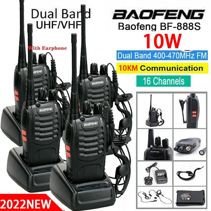 2022 Original New 2PC or 4PCS Baofeng BF-888S Walkie Talkie UHF 5/10W 400-470MHz BF888s BF 888S Cheap Two Way Radio Transceiver | Мобильные