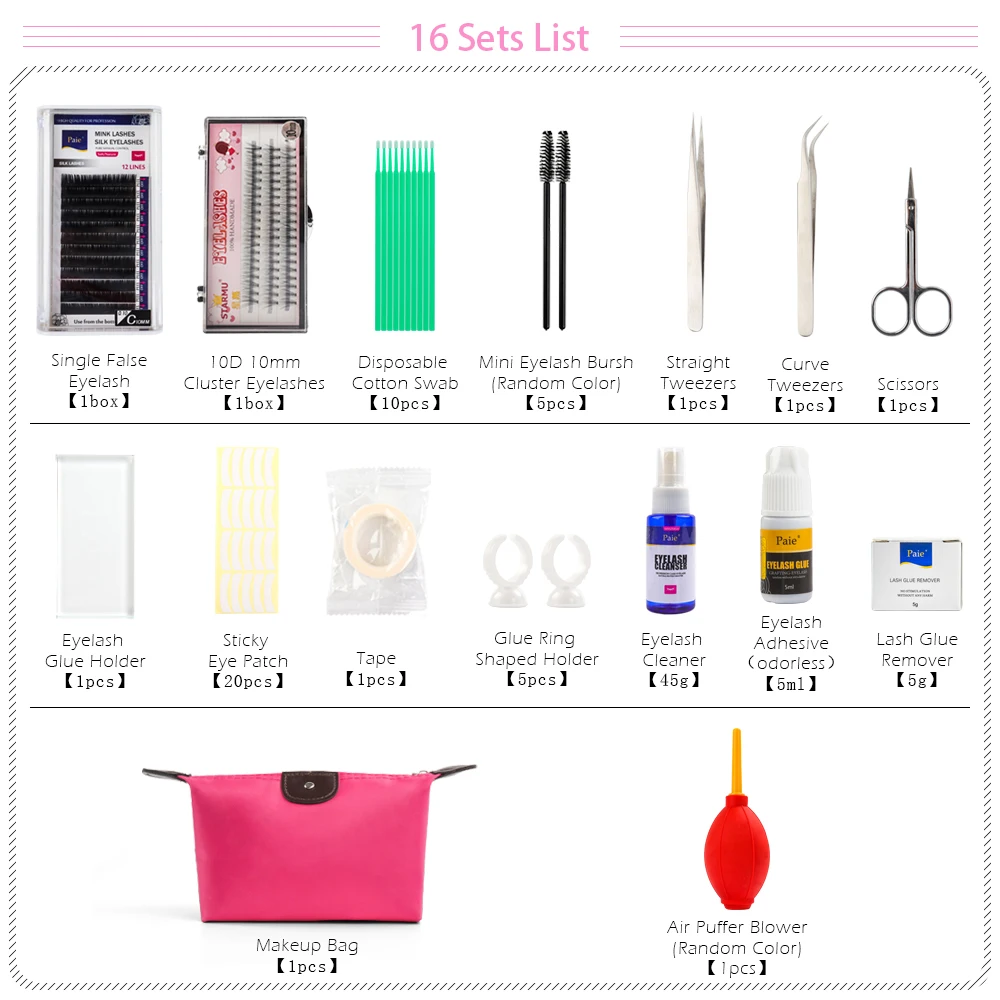 12/14/16/19pcs Eyelash Training Kit False Mink Eyelash Extension Lash Training Kit Practice Curl Glue Tweezer Tools Makeup Bag 12/14/16/19pcs Eyelash Training Kit False Mink Eyelash Extension Lash Training Kit Practice Curl Glue Tweezer Tools Makeup Bag