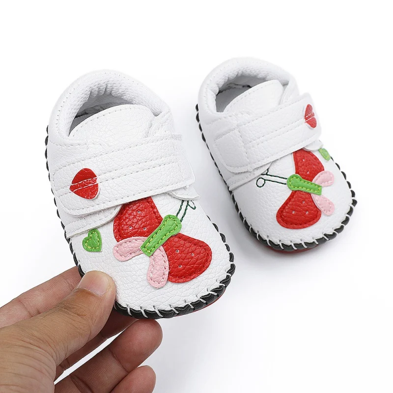 

Baby Boys Girls First Walkers Infant Newborn Autumn Fruit PU Leather Kids Soft Prewalker Shoes