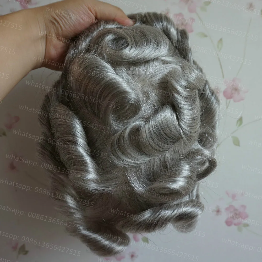 Hstonir Для мужчин парик Швейцарский Кружево натуральный Волосы Remy системы замены парики H074 - Парик Цвет: 380 #