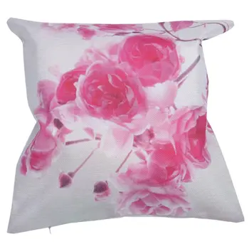 

Throw Pillow Case Pink Flowers Sofa Home Car Decor Cushion Cover flax 18*18inch Series three