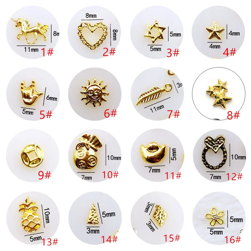 

50pcs/pack Japan Metal Nail Accessories Kawaii Star Feather Heart Nail Parts DIY Charm Alloy Nail Supplies for Nail art
