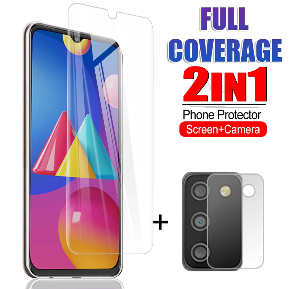 2in1 премиум класса закаленное стекло для Samsung Galaxy M02s заднего экрана объектива