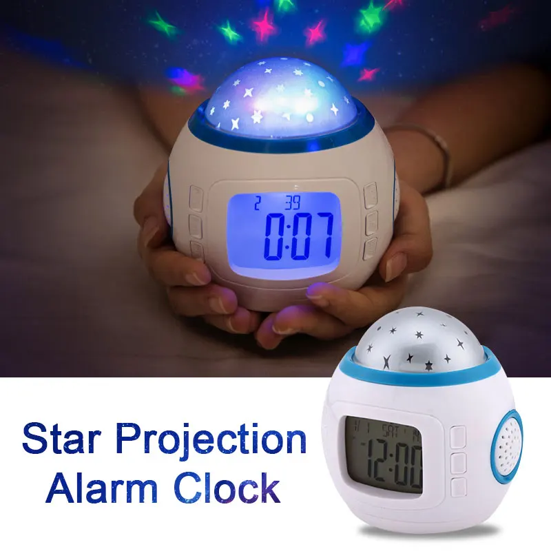 SOLEDI 10cm Romantic Star Sky Light Night LED Digital Alarm Clock Creative Star Sky Alarm Clock Children Gift Temperature Time