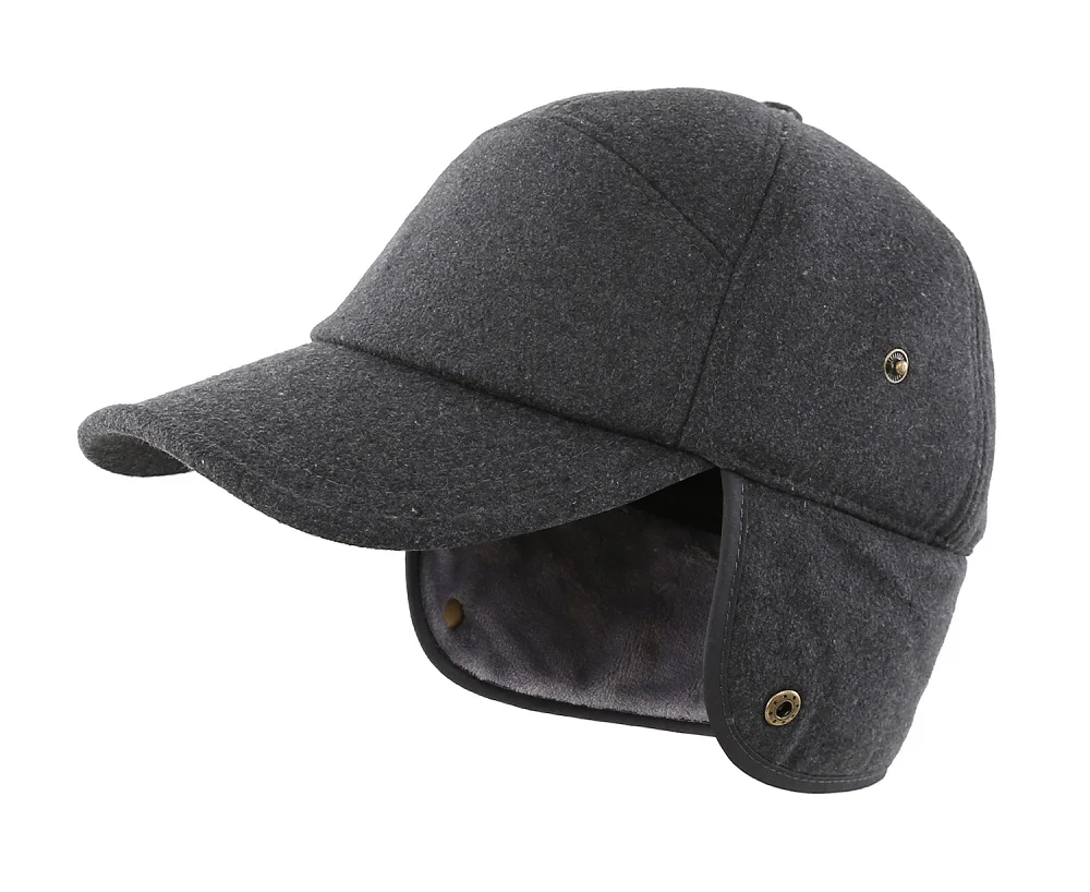 Connectyle New Fashion Winter Hats with Brim Earflap Fitted Visor Hat Warm Faux Fur Baseball Daily Cap for Men