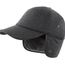 Зимняя шапка с козырьком и ушками, облегающая шапка из искусственного меха, бейсболка для мужчин