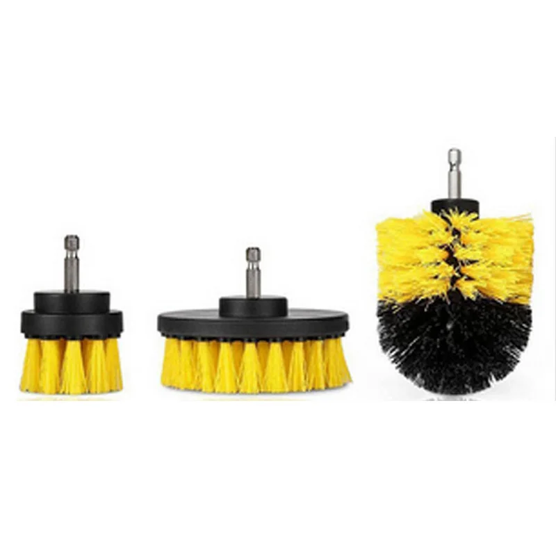3pcs yellow 3 шт. Набор Щеток Для скруббера питания для ванной комнаты, сверло для очистки скруббера, набор беспроводных насадок для скраба - Color: 3pcs yellow