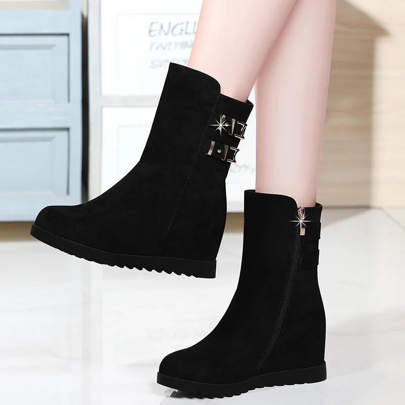 

Flat Elevator Martin Boots Women's Nubuck Leather Short Boots 2019 Autumn And Winter New Style WOMEN'S Boots WOMEN'S Shoes Large