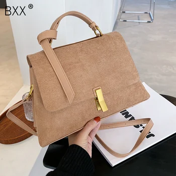 

[BXX] Scrub PU Leather Handbag Bags for Women 2020 Winter Tend Branded Shoulder Handbags Women's Small Crossbody Purses HP281