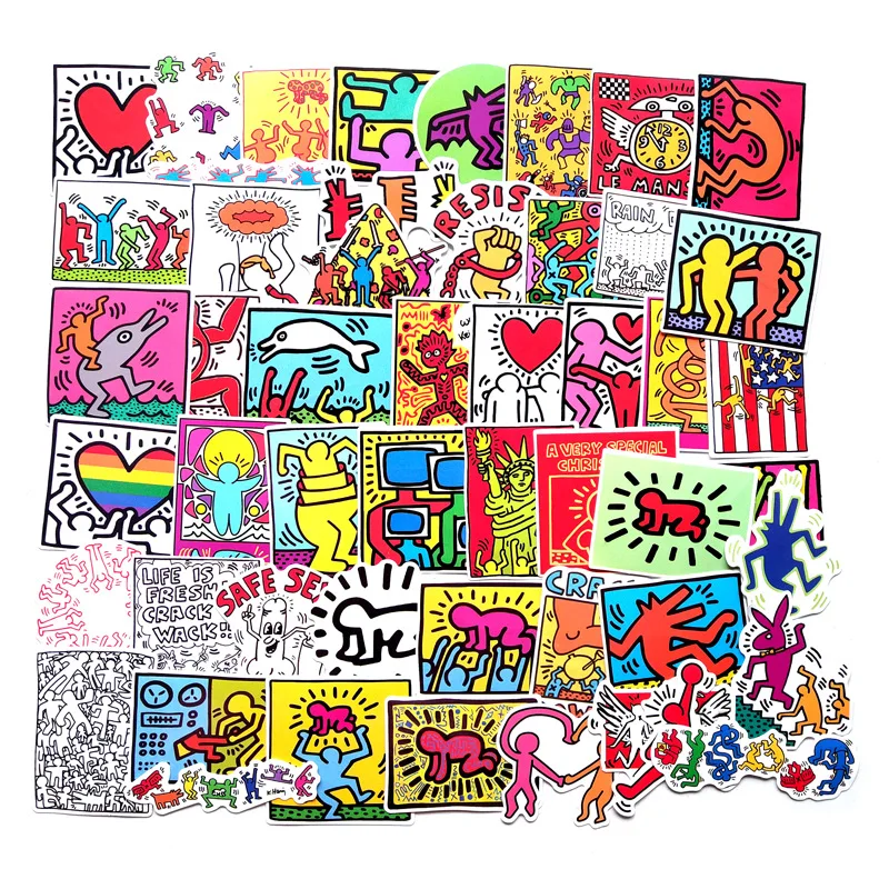 50 шт./лот, наклейка Keith Haring s для сноуборда, ноутбука, багажа, автомобиля, холодильника, автомобиля, Стилизация, наклейка Pegatina