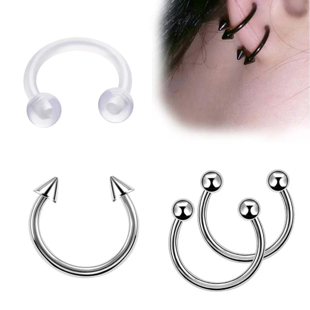 Оптовая продажа пирсинг Orelha 6PC хирургическая стальная ясная Bioflex Tragus Cartliage Helix