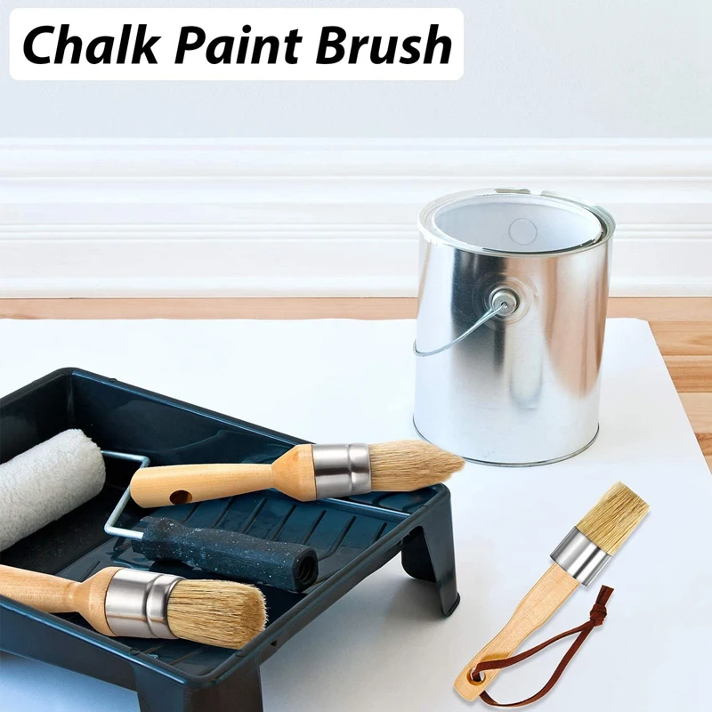 big paint roller 3 Pieces Chalk and Wax Paint Brushes Bristle Stencil Brushes Including Flat Pointed and Round Chalked Paint Brushes flat paint brush