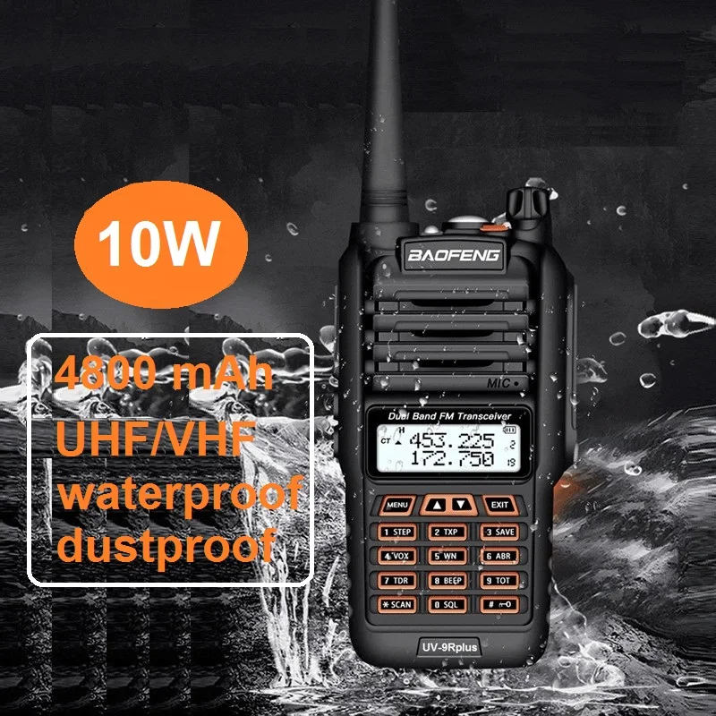 BAOFENG UV-9R PLUS 10 Вт Высокая мощность Водонепроницаемая рация UHF VHF 4800 мАч морской CB Ham Радио Рыбалка КВ трансивер UV 9R