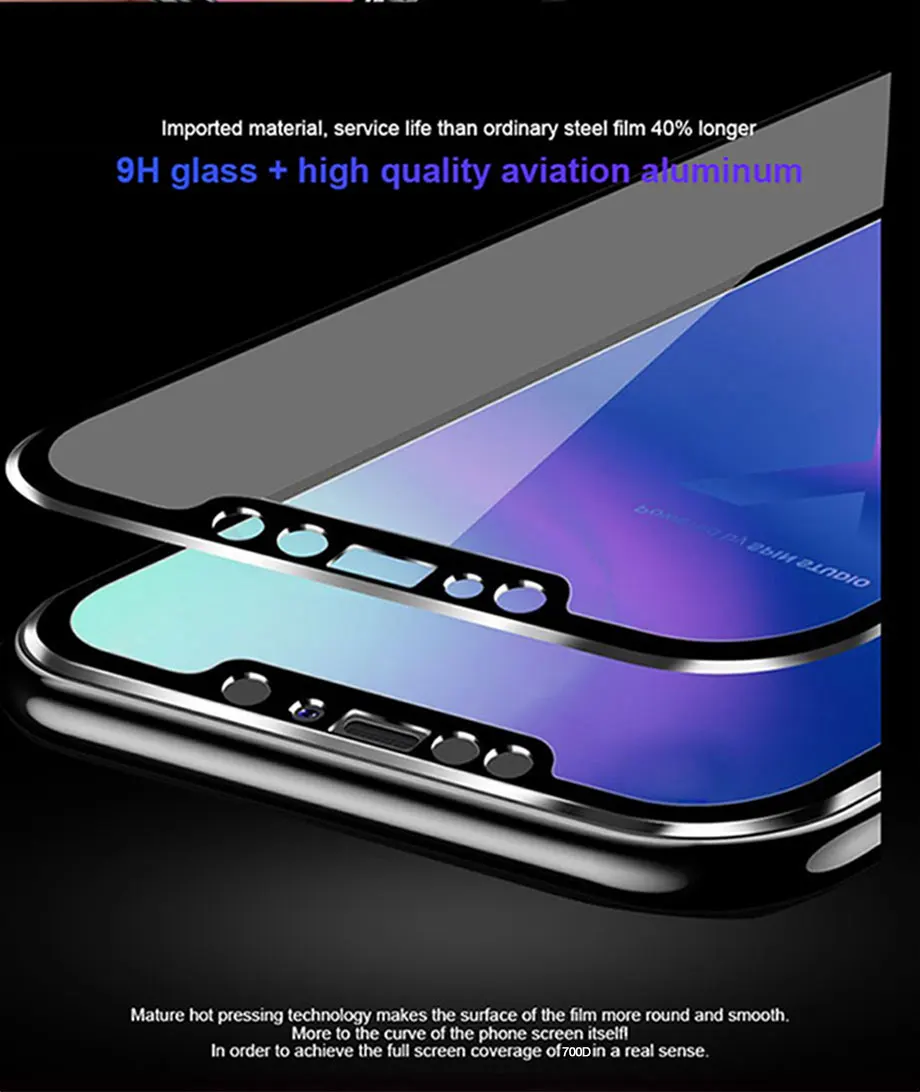 Закаленное защитное стекло для iPhone X XS 11 Pro Max XR защитное стекло из алюминиевого сплава для iPhone 6 6S 7 8 Plus 5 5S