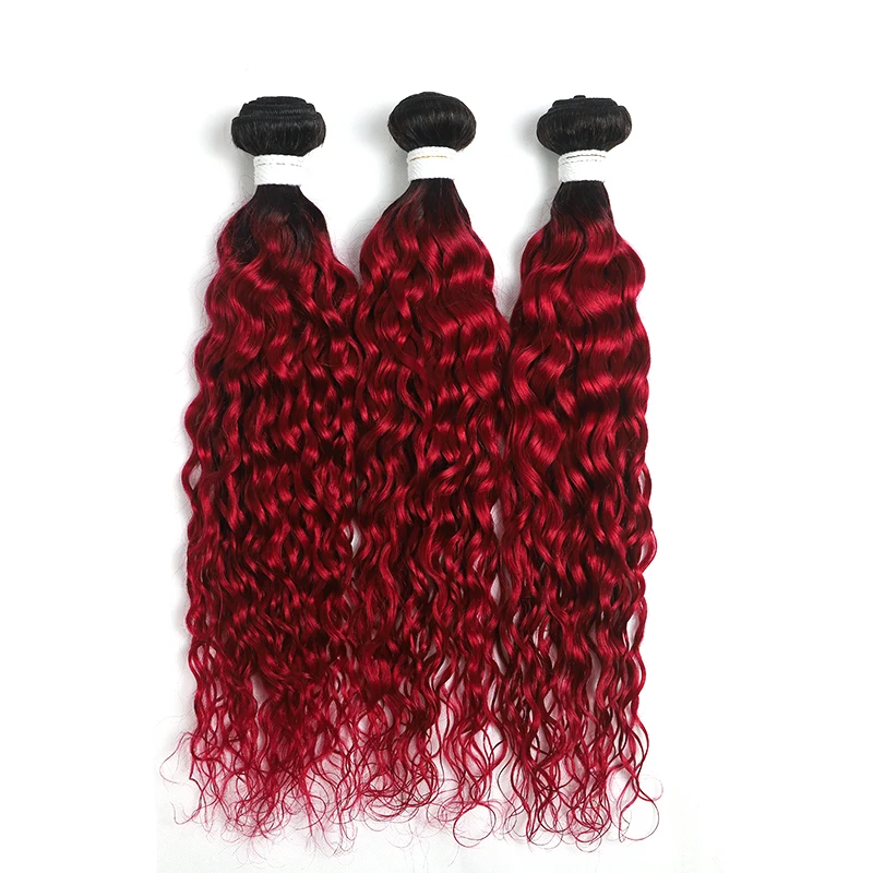 SOKU 1B/бордовый волнистые человеческие волосы пряди Two Tone эффектом деграде(переход от темного к Пряди человеческих волос для наращивания 8-26 дюймов 3/4 шт. Non-Волосы remy вплетаемые пряди - Цвет: T1B BURG