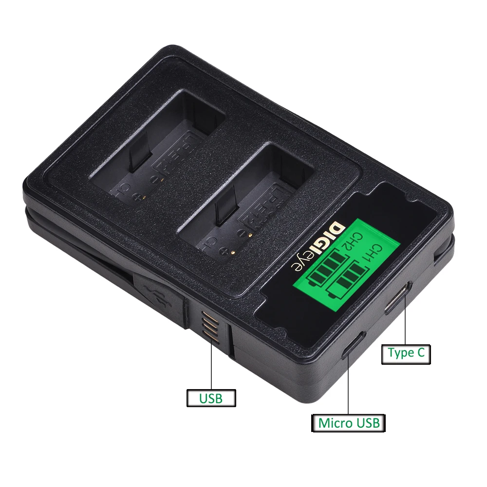 LPE12 Batteries 4Pack and Dual LCD Charger for Canon EOSM M2 M10,EO
