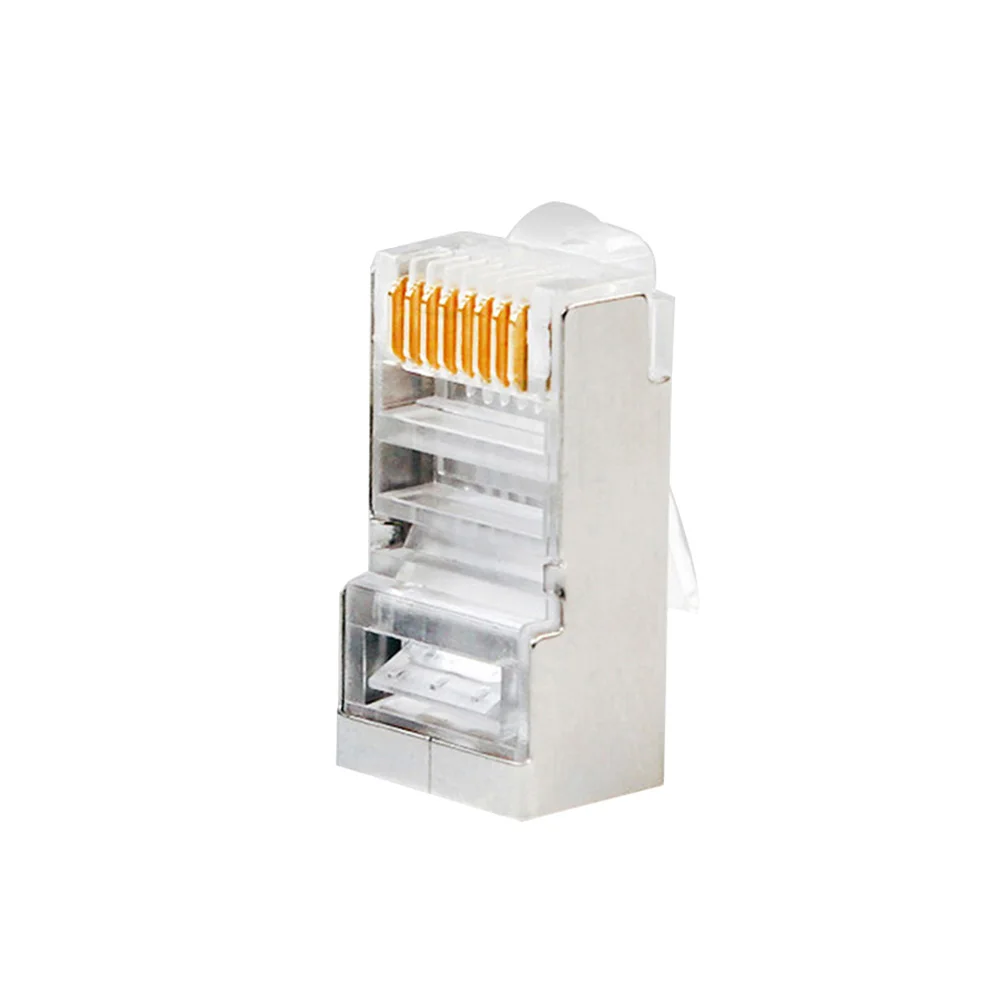 100 шт. прозрачный Металлический Щит RJ45 модульная штепсельная вилка RJ 45 8P8C CAT6