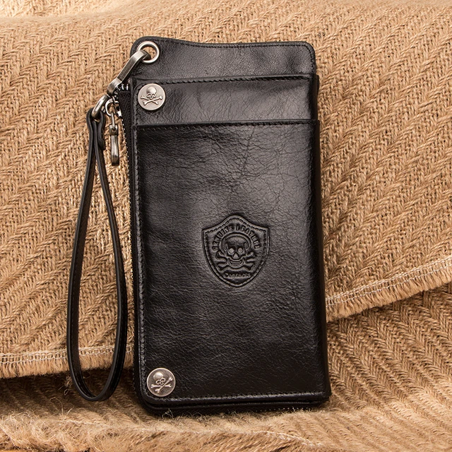 Genuine Leather Men Clutch Wallet Brand Male Card Holder Long Zipper Around  Travel Purse With Passport Holder 6.5 Phone Case - AliExpress