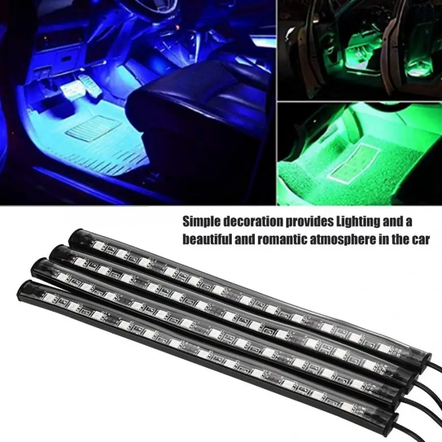 4 шт. 7 цветов RGB водонепроницаемая автомобильная светодиодная лента многоцветный музыка для внутреннего оформления автомобиля огни беспроводной инфракрасный свет управления