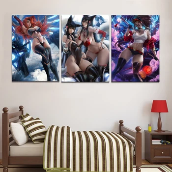 

1 Piece LOL Game Ahri Akali Game Poster Canvas Paintings Wall Sexy Girl Art for Home Decor Poster Canvas Wholesale