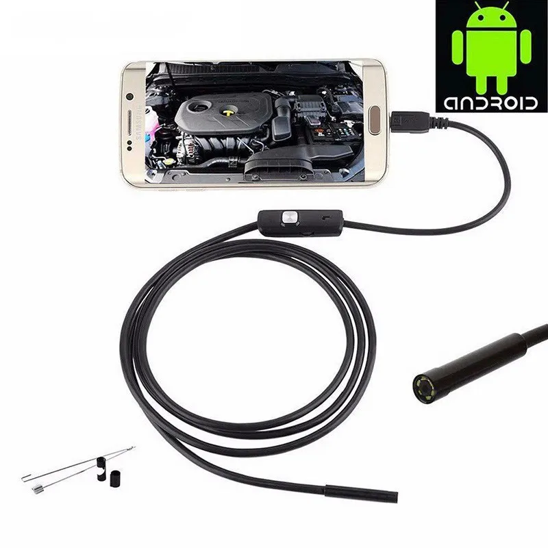 Create Idea 2 m Industrial Endoscope 6 LED 5.5 mm USB Borescope Adapter Micro USB Port Endoscope Kit for Android PC