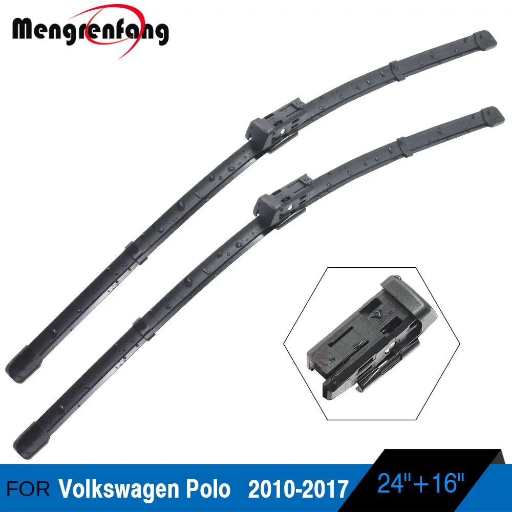 Для Volkswagen Polo 2002- щетки стеклоочистителей для автомобиля мягкие резиновые передние стеклоочиститель кнопка и штырь сбоку ручки - Цвет: 2010-2017