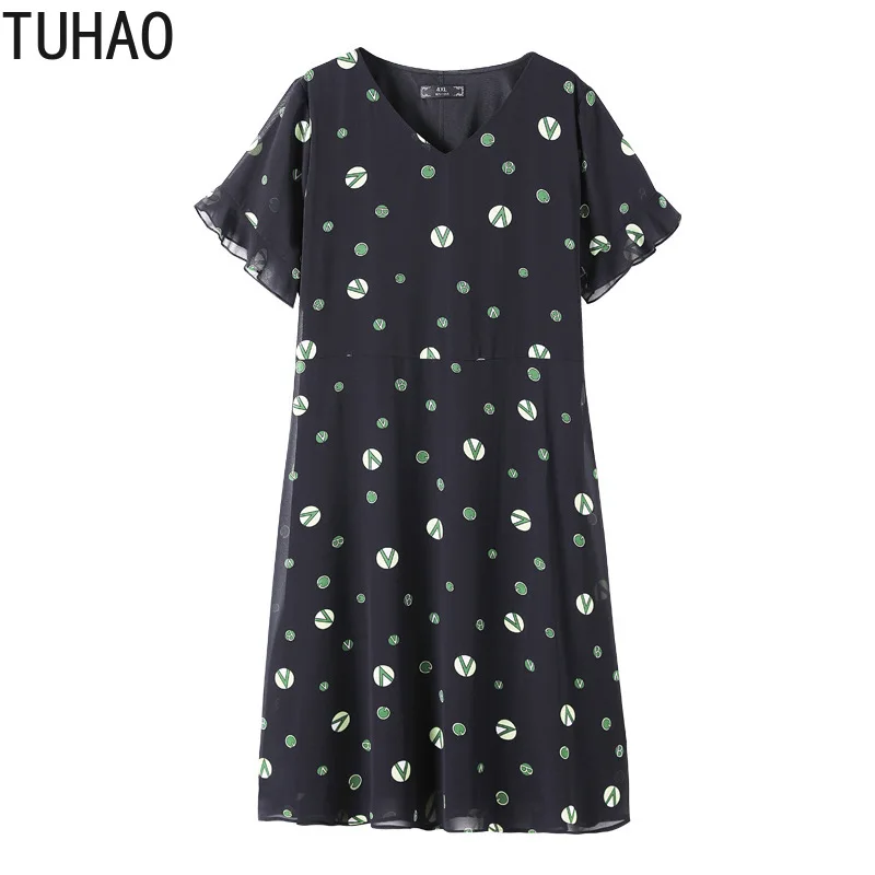 

TUHAO Plus Size 10XL 9XL 8XL 7XL Summer Dress for Women Large Size Women's Chiffon Dress Casual Mother Mom Elegant Dresses WM77