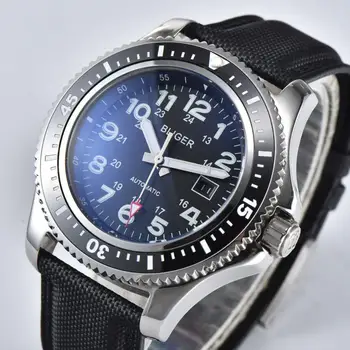 

44mm BLIGER ceramic bezel Automatic movement wrist mens watches black dial luminous men's watch