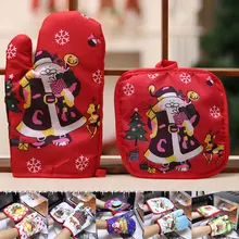 2 шт./компл. Рождественские перчатки для микроволновой печи теплоизоляционные кухонные Полиэстеровые красочные термоизолированные модные перчатки для духовки