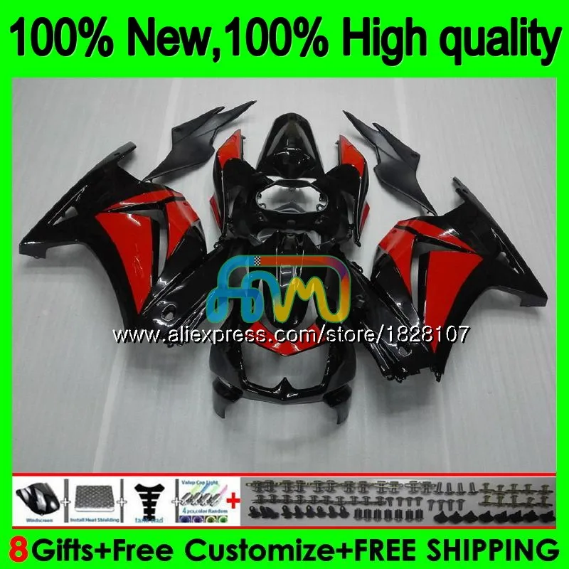 Корпус для KAWASAKI ZX-250R EX-250 EX250 ZX 250R 2BS. 13 EX 250 ZX250R 08 09 10 11 красного и черного цветов, на возраст 12 2008 2009 2010 2011 2012 обтекатель