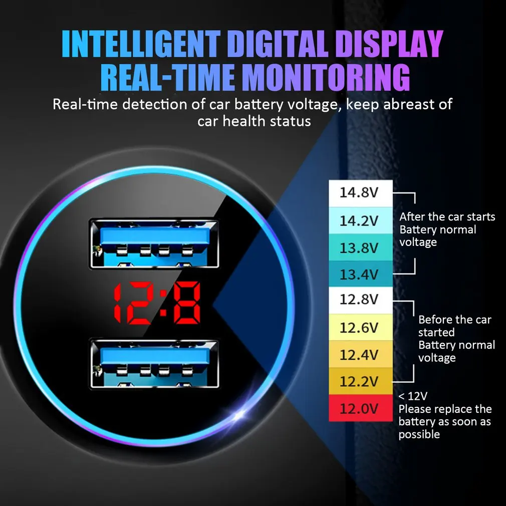Автомобильные аксессуары двойной USB цифровой дисплей автомобильное зарядное устройство портативный автомобильный прикуриватель с светодиодный дисплей автомобильное зарядное устройство
