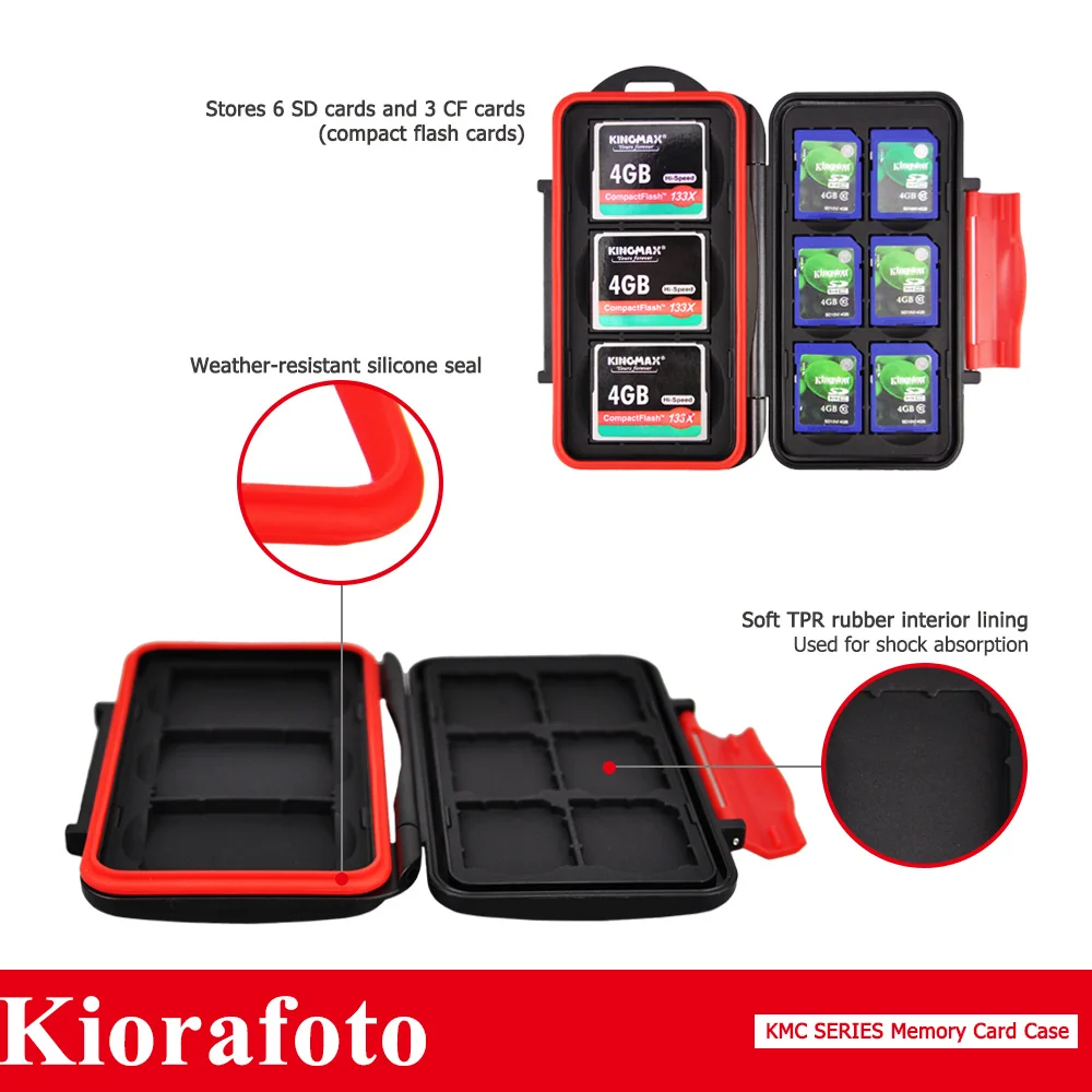 Kiorafoto Профессиональный водостойкий противоударный держатель для хранения SD SDHC SDXC TF чехол для карт памяти Защитный чехол с карабином