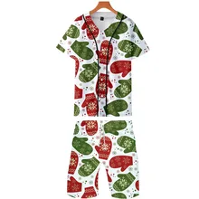 Рождественская одежда летние Повседневное Для мужчин рубашки для мальчиков+ комплект с шортами, 3D Футболка с принтом Homme с короткими рукавами мужские Гавайские костюмы для будущих мам