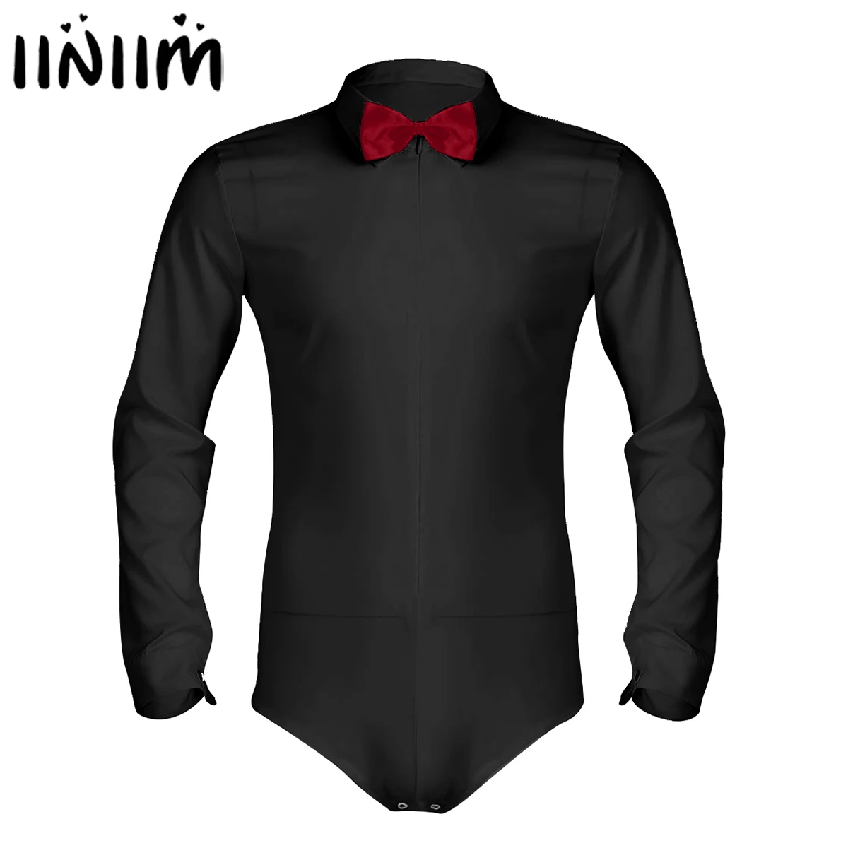 Iiniim мужской модный клубный комбинезон с длинным рукавом на молнии для латинских танцев рубашка с бабочкой для мужских костюмов вечерние комбинезоны