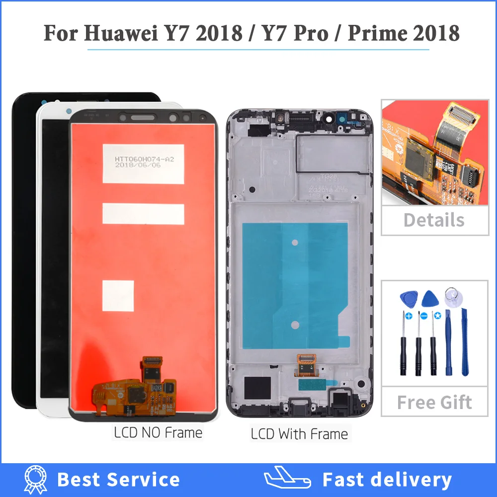 

Display For Huawei Y7 2018 LCD Display Touch Digitizer For Huawei Y7 Pro 2018 LCD With Frame Y7 Prime 2018 Screen assembly lcd