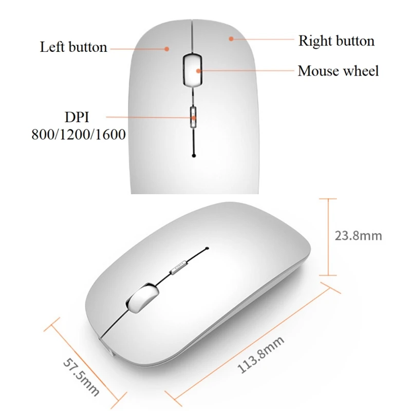 Bluetooth 4 0 2 4G Wireless Mouse Dual Mode 2 in 1 Mouse 1600 DPI Ergonomic 3