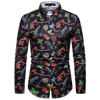 

Social Shirt For Men Fashion Creative 3D Retro print Long Sleeve Men's Shirts Hip hop Luxury Blouse Man New