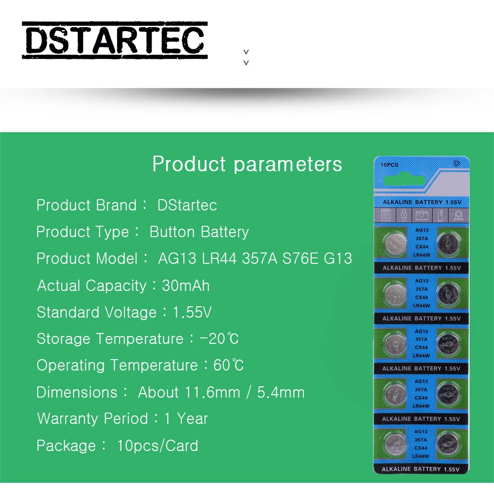 10 шт. 30 мАч 1,55 в AG13 LR44 L1154 RW82 RW42 SR1154 SP76 pila SR44 кнопочные батареи для часов игрушки дистанционного управления и т. Д