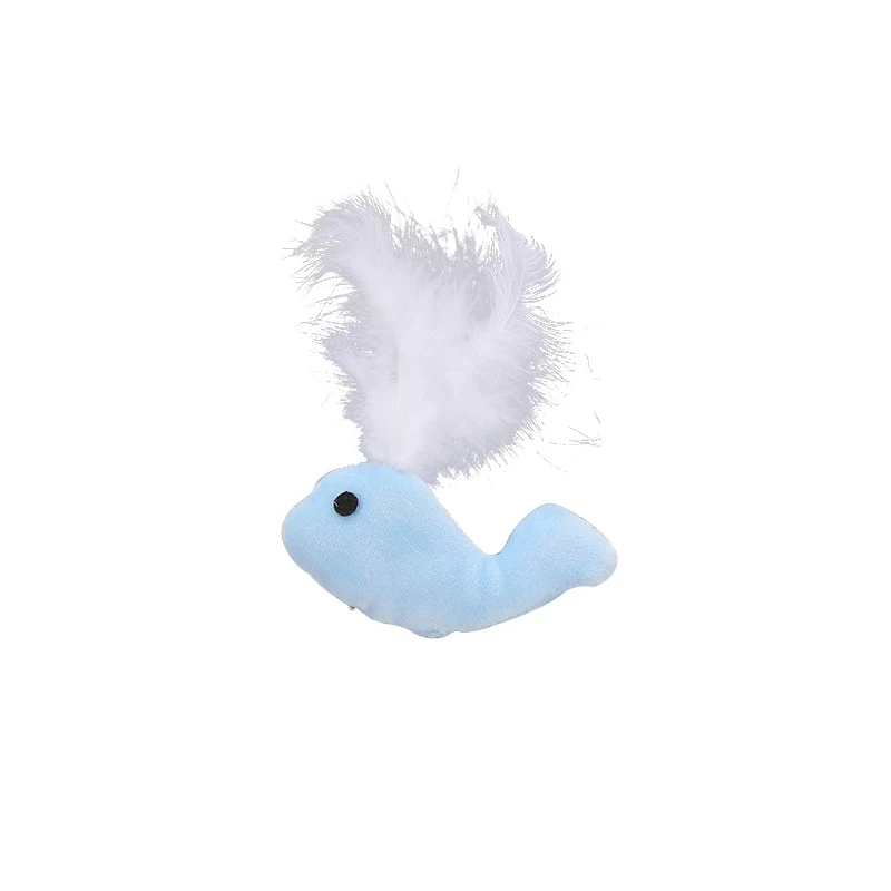 1pcs Super Soft Whale Feather Plush Pet Toy Cats Whale Feather Toys Funny Interactive Cats Chewing Toys Whale Shape Pet Supplies 