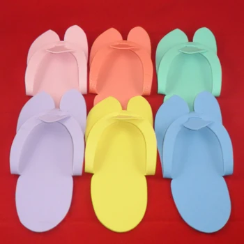 

Free Shipping 10 pairs Disposable Foam Slippers High Quality Spa Pedicure Flip Flop Assorted Colors For Salon Foot Care Tool