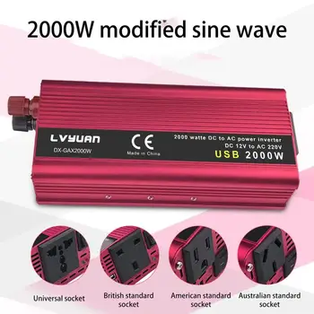 

2000W DC to AC Car Power Inverter Charger Converter Adapter Voltage Transformer Modified Sine Wave with Dual USB Ports
