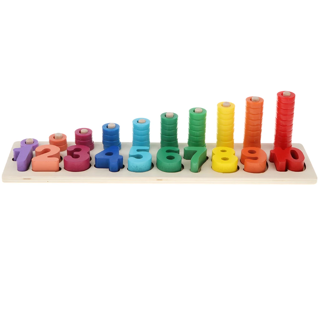 Wooden Colorful Math Counting Stacker Color Sorter Preschool Learning Toy