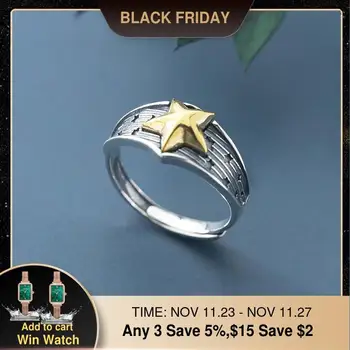

925 Silver Star Ring Jewelry Vintage Charm Joyas Haut Bague Femme Aneis Ladies Knuckle Ring Boho Rings for Women Punk Anillos