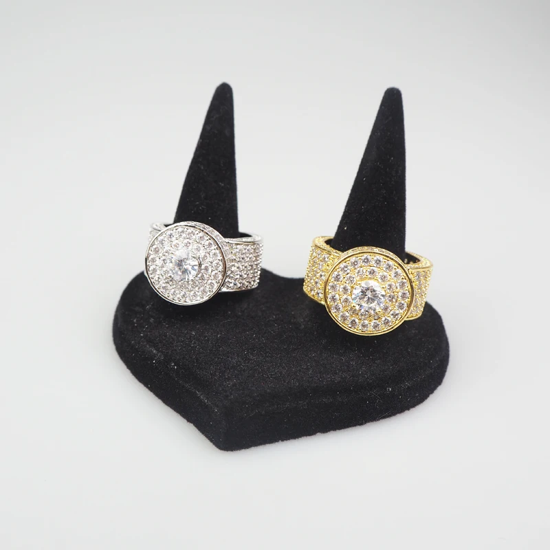 Золото и серебро двухцветное насекомое 18K круглое микро мощеное Большое белое кольцо с камнем великолепный